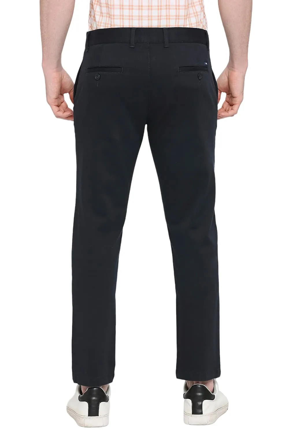 Tapered Fit Cotton Stretch Dobby Trousers