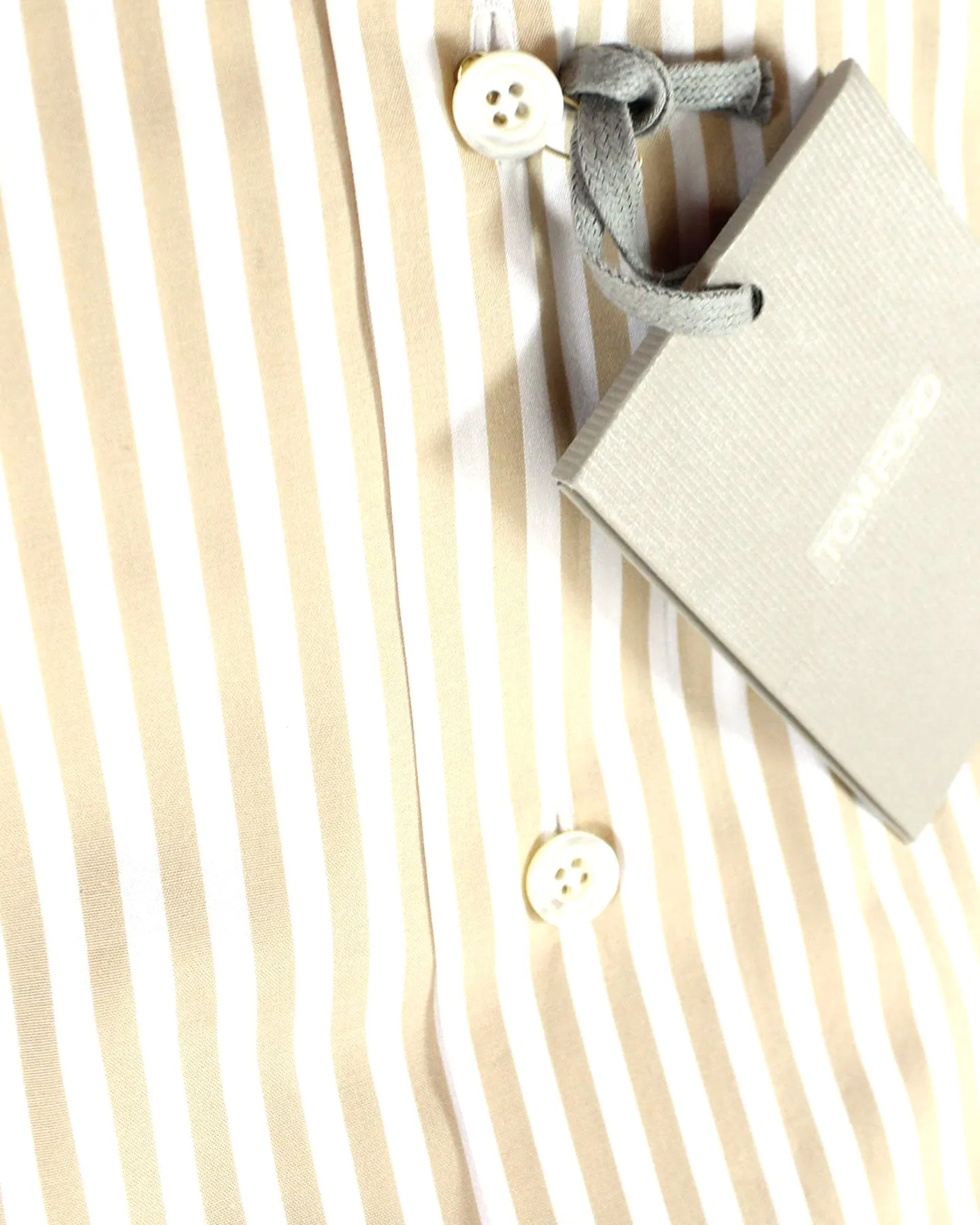 Tom Ford Button-Down Shirt Beige White Stripes - Button Down 39 - 15 1/2 BLACK FRIDAY SALE