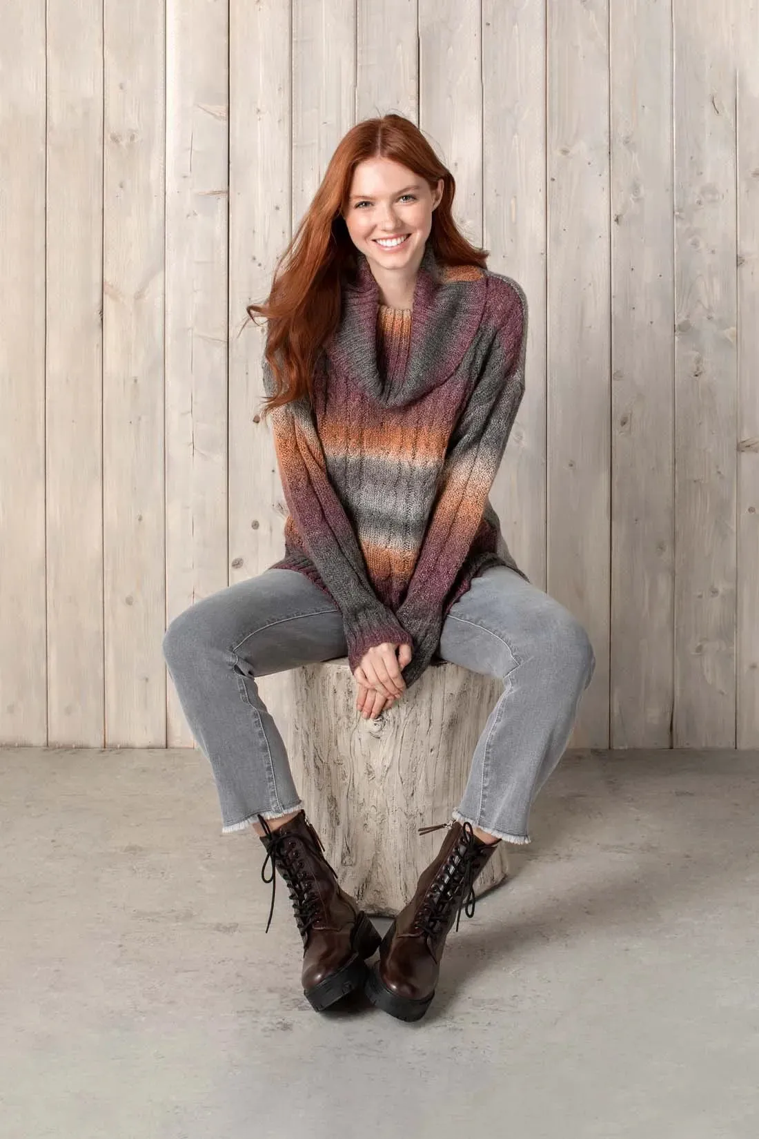 Tribal | Space Dye Cowl Neck Sweater | Women's