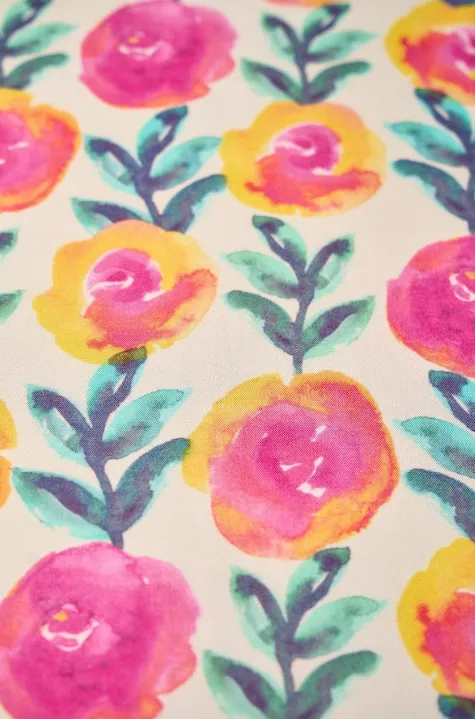 Water Color Floral Pattern Printed Natural Muslin Silk Fabric