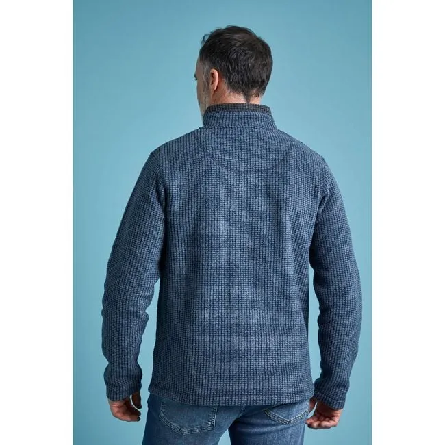 Weird Fish Newark Eco 1/4 Zip Grid Fleece Navy