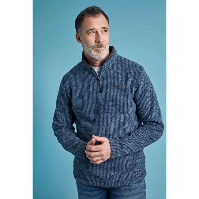 Weird Fish Newark Eco 1/4 Zip Grid Fleece Navy