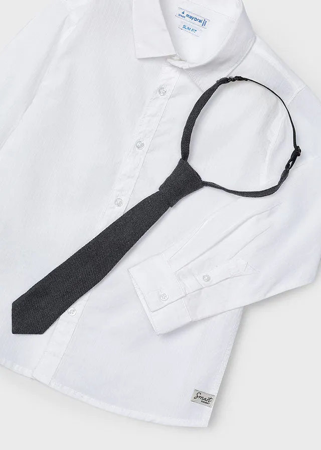 White Basic Button Down Shirt w/Tie - Select Size