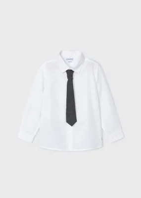 White Basic Button Down Shirt w/Tie - Select Size